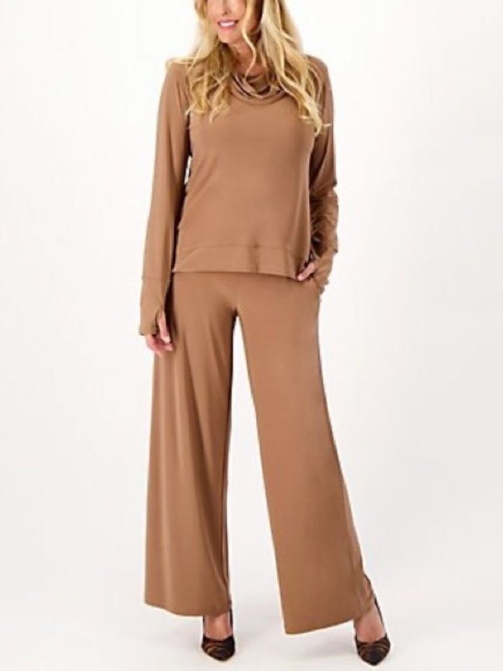 Attitudes by Renee Como Jersey Pull Over & Wide Leg Pants